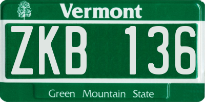 VT license plate ZKB136