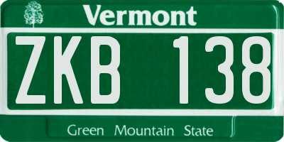 VT license plate ZKB138