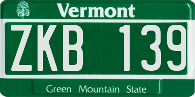 VT license plate ZKB139