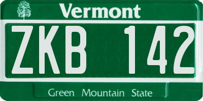 VT license plate ZKB142