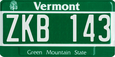 VT license plate ZKB143