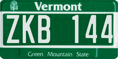 VT license plate ZKB144