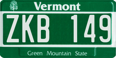 VT license plate ZKB149