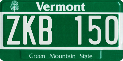VT license plate ZKB150