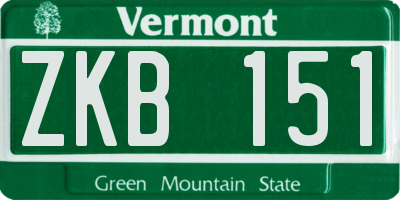 VT license plate ZKB151