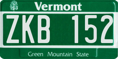 VT license plate ZKB152