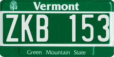 VT license plate ZKB153