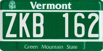 VT license plate ZKB162