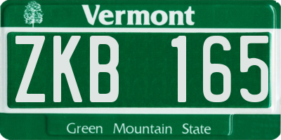 VT license plate ZKB165