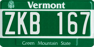 VT license plate ZKB167
