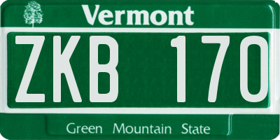 VT license plate ZKB170