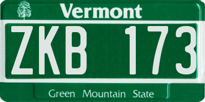VT license plate ZKB173