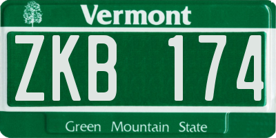VT license plate ZKB174