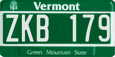VT license plate ZKB179