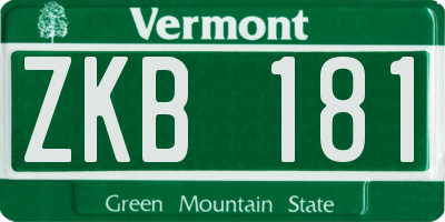 VT license plate ZKB181