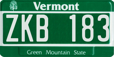 VT license plate ZKB183
