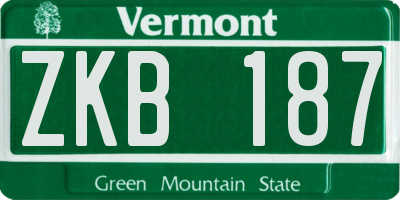 VT license plate ZKB187
