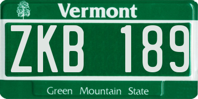 VT license plate ZKB189