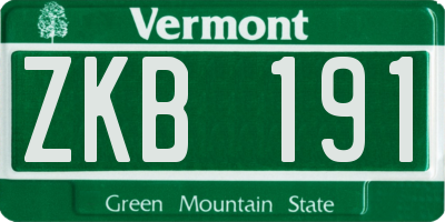VT license plate ZKB191