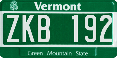 VT license plate ZKB192