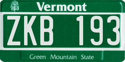 VT license plate ZKB193