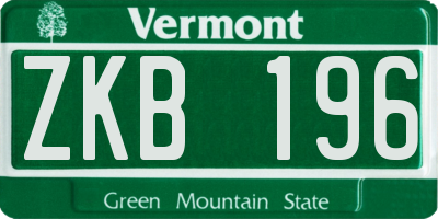 VT license plate ZKB196
