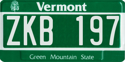 VT license plate ZKB197