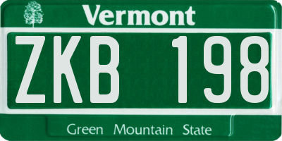 VT license plate ZKB198