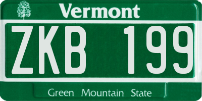 VT license plate ZKB199