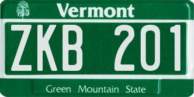 VT license plate ZKB201