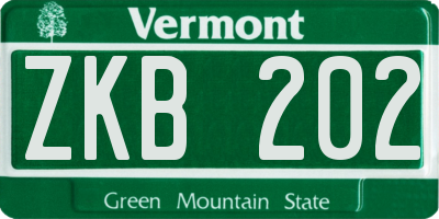 VT license plate ZKB202