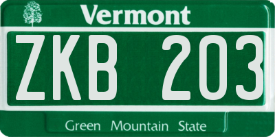 VT license plate ZKB203