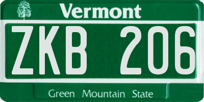VT license plate ZKB206