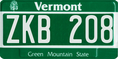 VT license plate ZKB208
