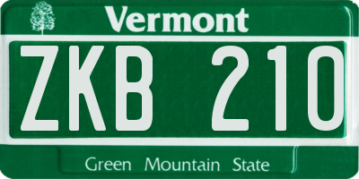 VT license plate ZKB210