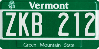 VT license plate ZKB212