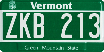 VT license plate ZKB213