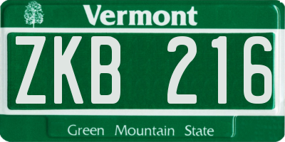 VT license plate ZKB216