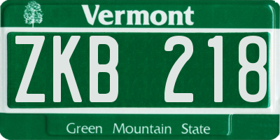 VT license plate ZKB218