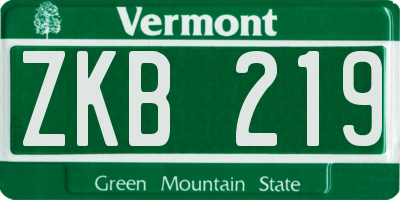 VT license plate ZKB219
