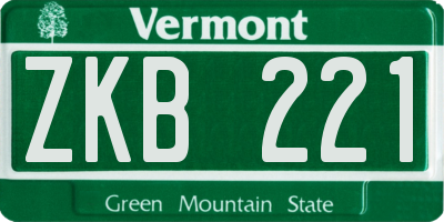 VT license plate ZKB221