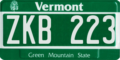 VT license plate ZKB223