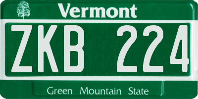 VT license plate ZKB224