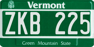 VT license plate ZKB225
