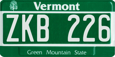 VT license plate ZKB226