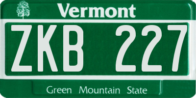 VT license plate ZKB227