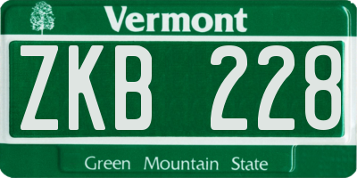 VT license plate ZKB228