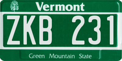 VT license plate ZKB231