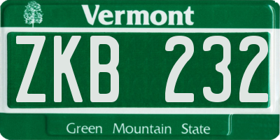 VT license plate ZKB232