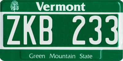 VT license plate ZKB233